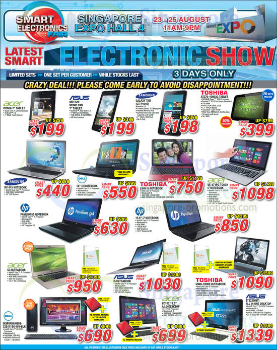 23 Aug Tablets, Notebooks, AIO Desktop PCs, Toshiba, Dell, ASUS, Acer, HP