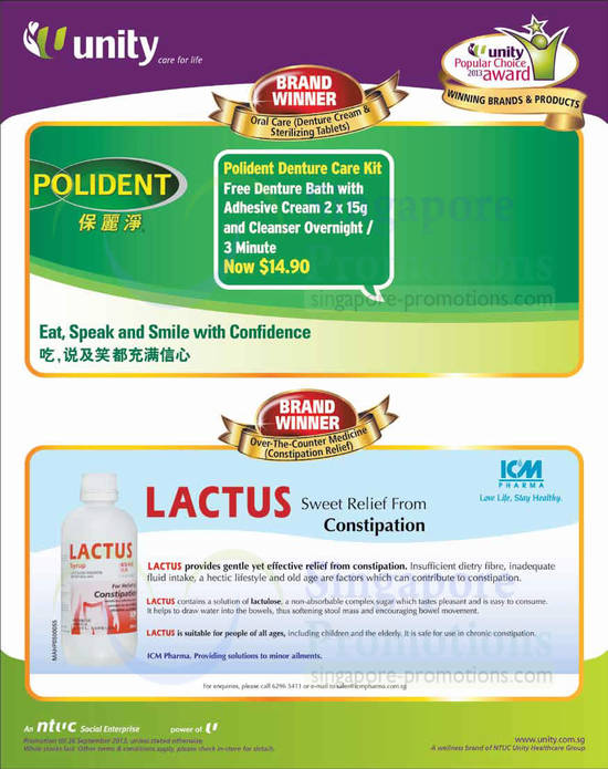 6 Sep OTC Medication, Polident Denture Care Kit, LACTUS