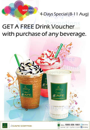 Featured image for (EXPIRED) DrCafe Coffee FREE Drink Voucher With Any Beverage Purchase 8 – 11 Aug 2013