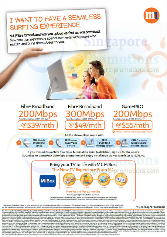 Fibre Broadband 200Mbps, 300Mbps, GamePRO 200Mbps, MiBox