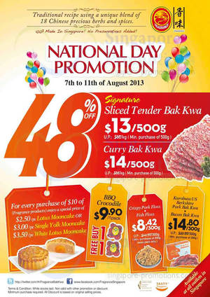 Featured image for Fragrance Foodstuff Up To 48% Off Bakkwa & More 7 – 11 Aug 2013