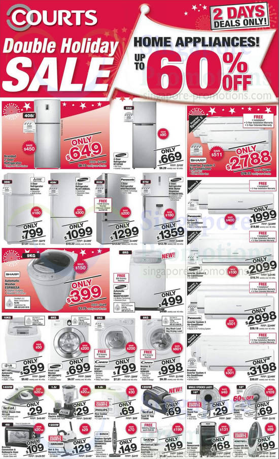 Fridges, Washers, Rice Cooker, Vacuum Cleaner, Air Cons, Fans, Samsung, Panasonic, Sharp, LG, Candy, Philips, Tefal, Sona, Mistral