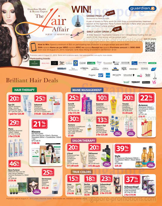 Hair Deals, Qgo QV, Sebamed, Phyto, Klorane, Rene Furterer, Revlon, Style, Asience