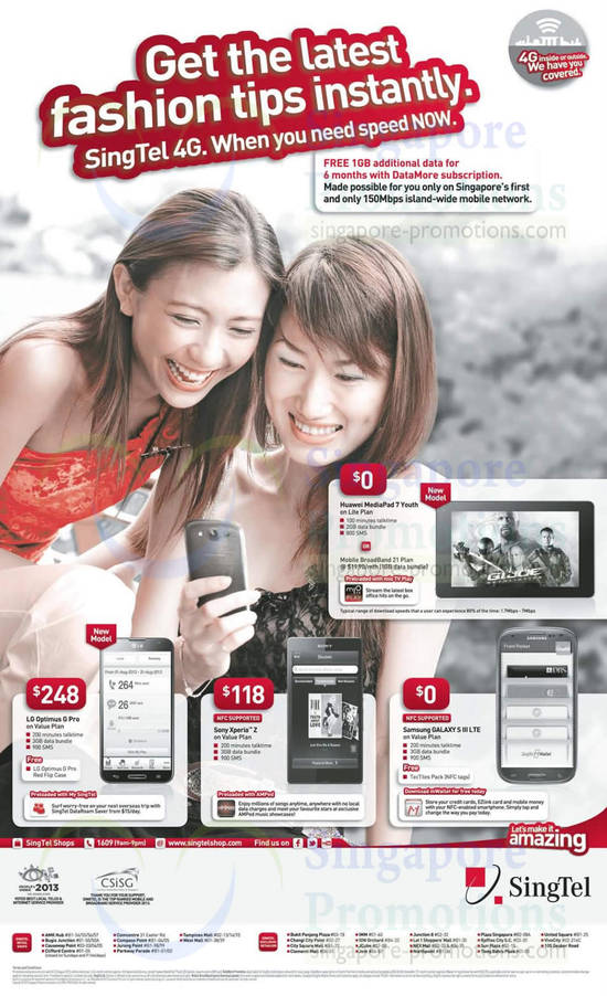 Huawei Mediapad 7 Youth, LG Optimus G Pro, Sony Xperia Z, Samsung Galaxy S III LTE