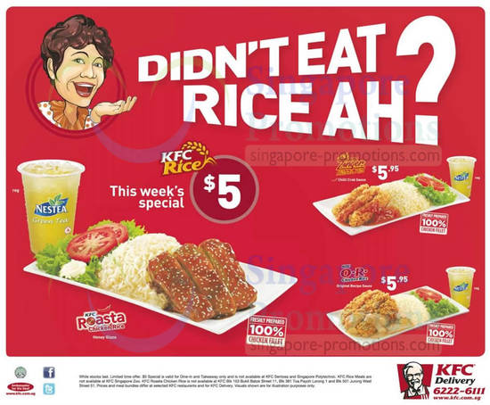 KFC 12 Aug 2013 » KFC $5 Weekly Rice Specials 12 Aug – 22 Sep 2013
