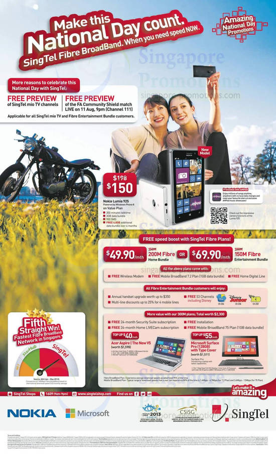 Mio TV Free Preview, Nokia Lumia 925, Fibre Broadband 200Mbps, 150Mbps, Free Acer Aspire V5 Notebook, Microsoft Surface Pro 128GB