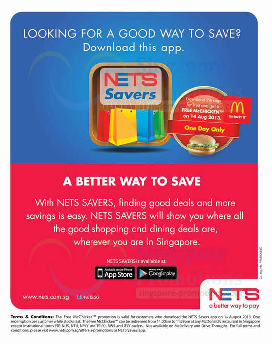 Nets Savers App, Free McDonalds McChicken