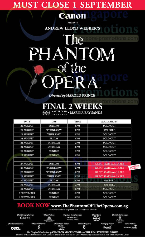 Phantom of the Opera 20 Aug 2013