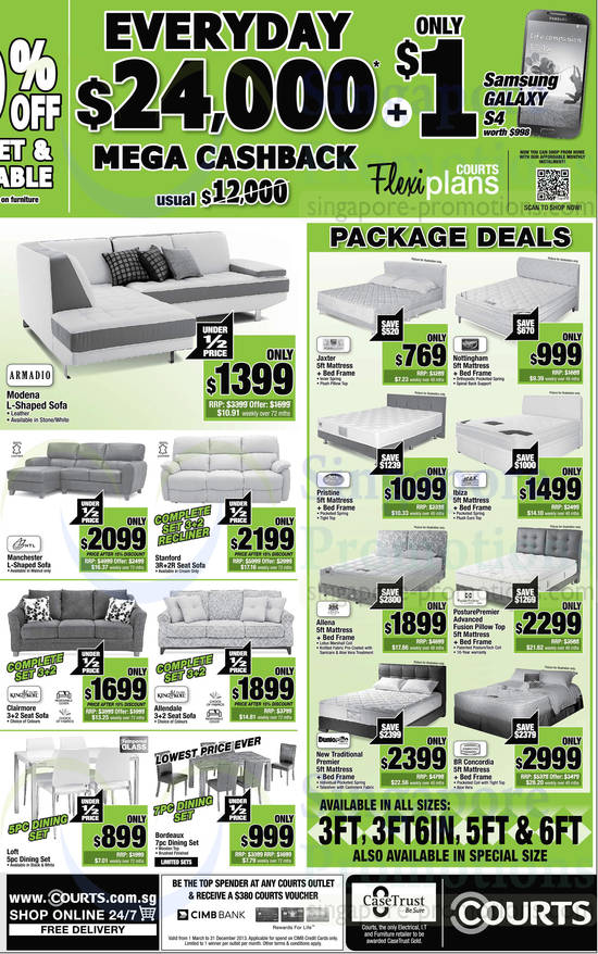 Sofa Sets, Mattress Bedframe Package Deals, Armadio, HTL, King Koil, Silentnight, Stylemaster, Maxcoil, Dunlopillo