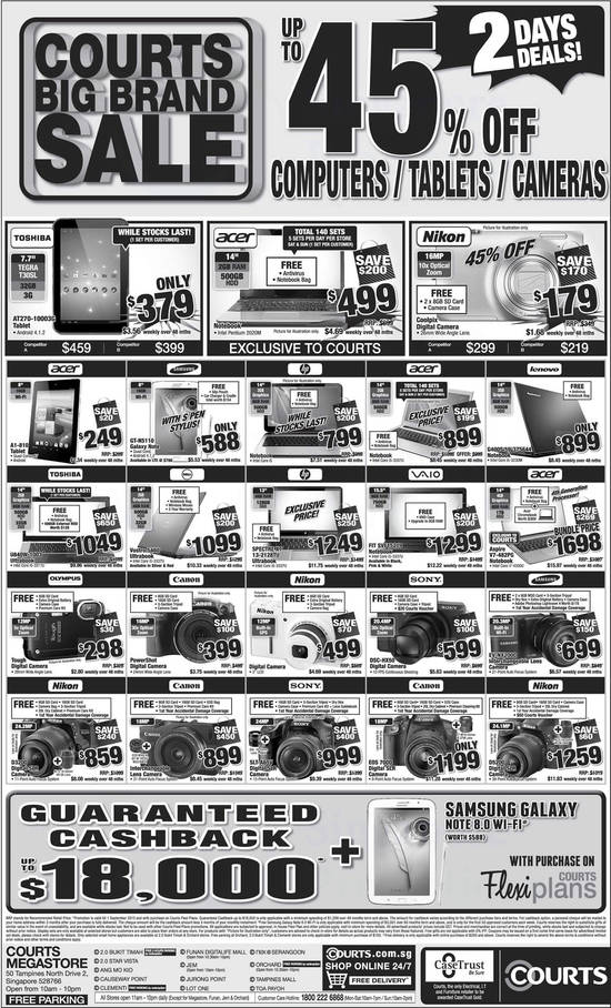 Tablets, Smartphones, Notebooks, Digital Cameras, DSLRs, Toshiba, Acer, Samsung, Lenovo, Dell, HP, Sony, Canon, Nikon