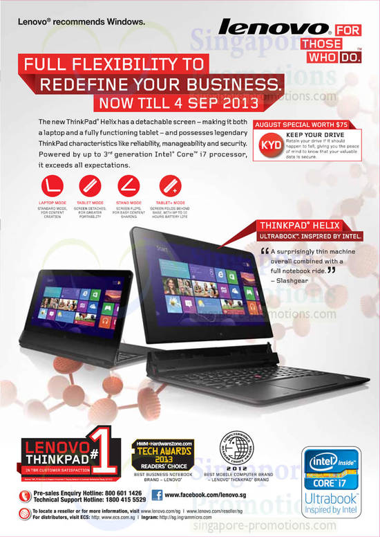 Thinkpad Helix Ultrabook Features