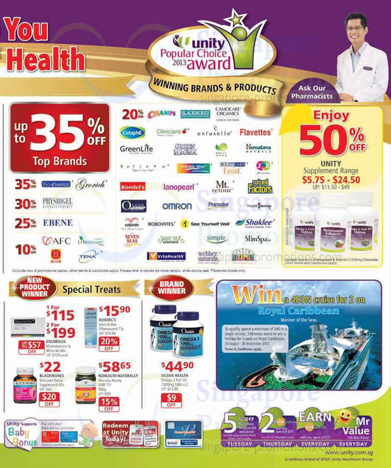 Up To 35 Percent Off Top Brands, Special Treats, 50 Percent Off Unity Supplement Range