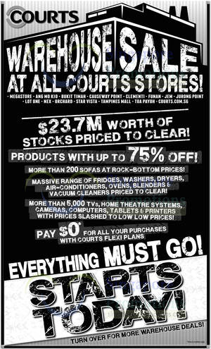 Featured image for Courts Megastore Warehouse Sale Offers 16 – 18 Aug 2013