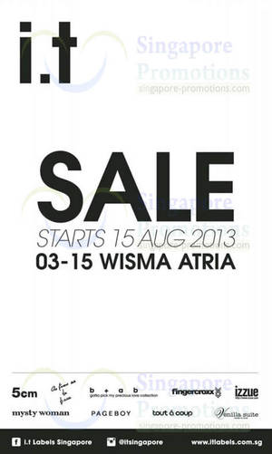 Featured image for (EXPIRED) i.t Sale Up To $180 Off (Final Reductions!) @ Wisma Atria 15 Aug 2013