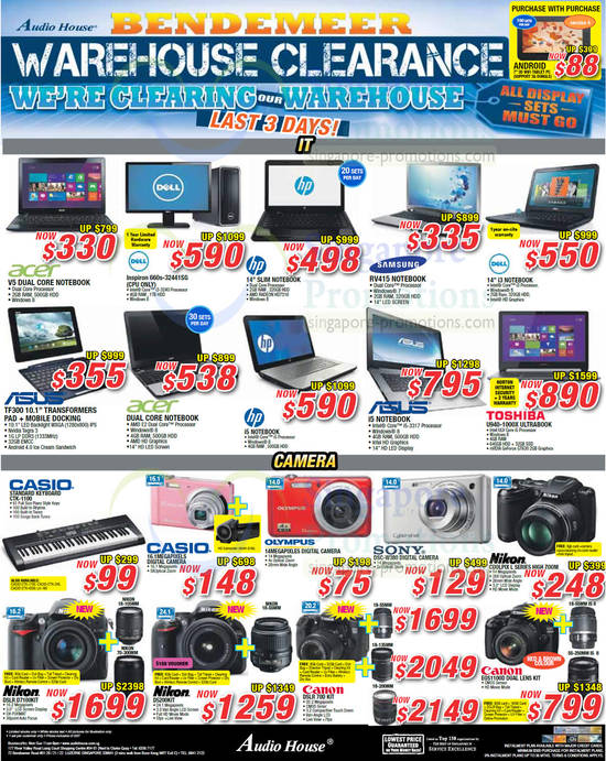 14 Sep Notebooks, Digital Cameras, DSLR, HP, ASUS, Casio, Sony