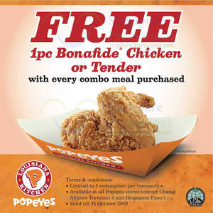 Featured image for (EXPIRED) Popeyes Dine-In Discount Coupons 28 Sep 2013