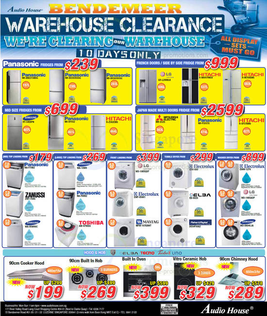 Appliances Fridges, Washers, Cooker Hoods, Hobs, Panasonic, Electrolux, Toshiba