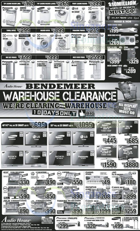 Appliances, Washers, Fridges, TVs, Notebooks, Digital Cameras