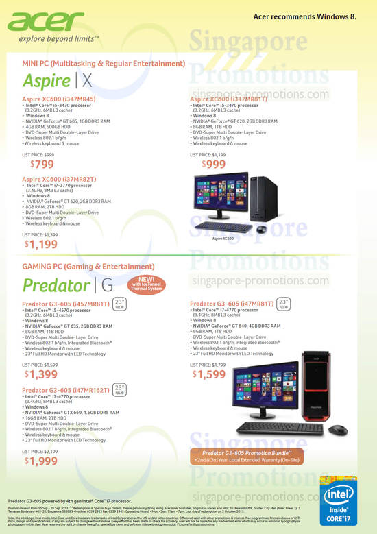 Aspire X Desktop PC, Predator Gaming Desktop PCs