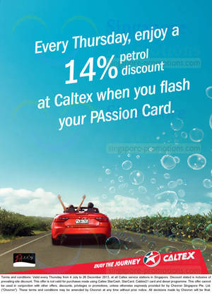Featured image for (EXPIRED) Caltex 14% Off Petrol Discount For Passion Cardmembers (Thursdays) 4 Jul – 26 Dec 2013