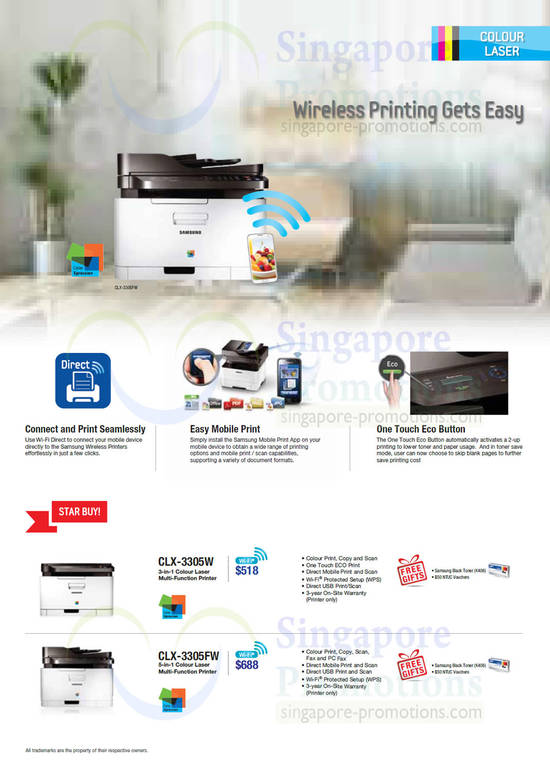 Colour Laser Printers, CLX-3305W, CLX-3305FW