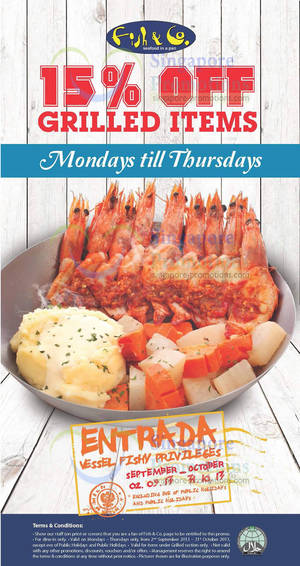 Featured image for Fish & Co 11% Off Grilled Items Promo (Mon – Thu) 2 Sep – 31 Oct 2013