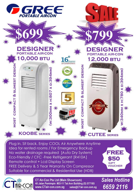 Gree Designer Portable Air Conditioner, Cutee, Koobe