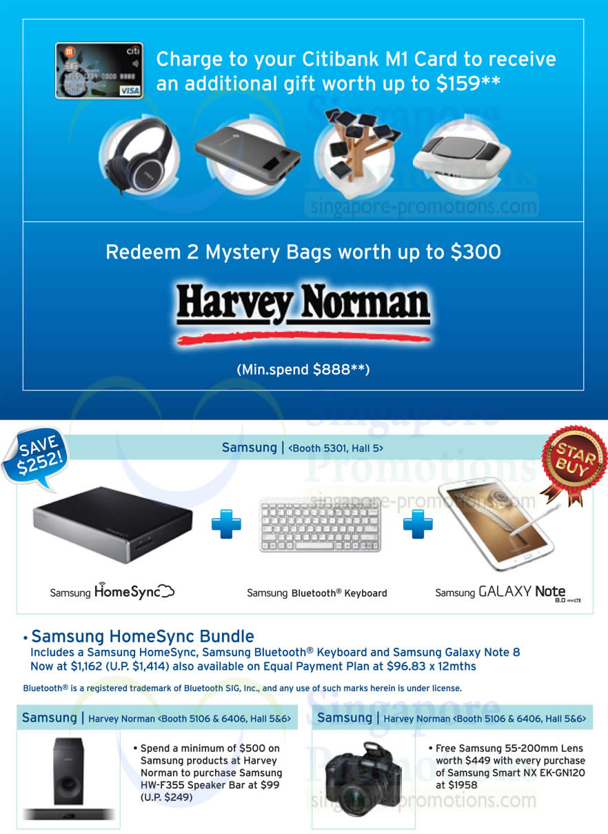 Harvey Norman, Samsung HomeSync Bundle » Citibank COMEX 2013 Spend & Redeem  Offers @ Singapore Expo 5 – 8 Sep 2013 