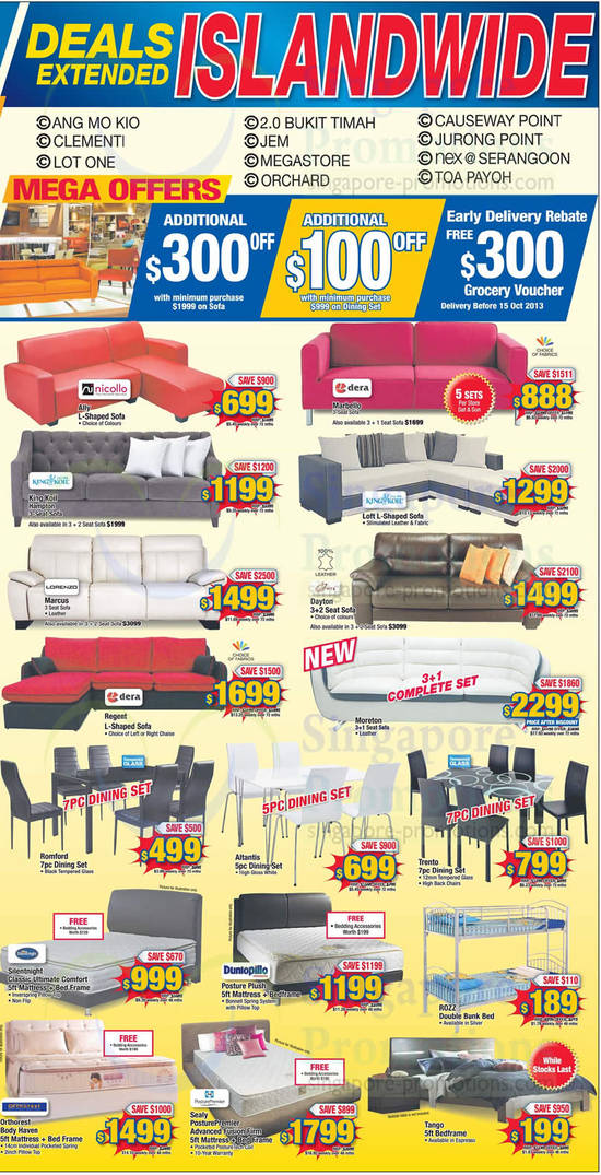 Islandwide Sofa n Mattress Deals, Nicoll, King Koil, Lorenzo, Dera