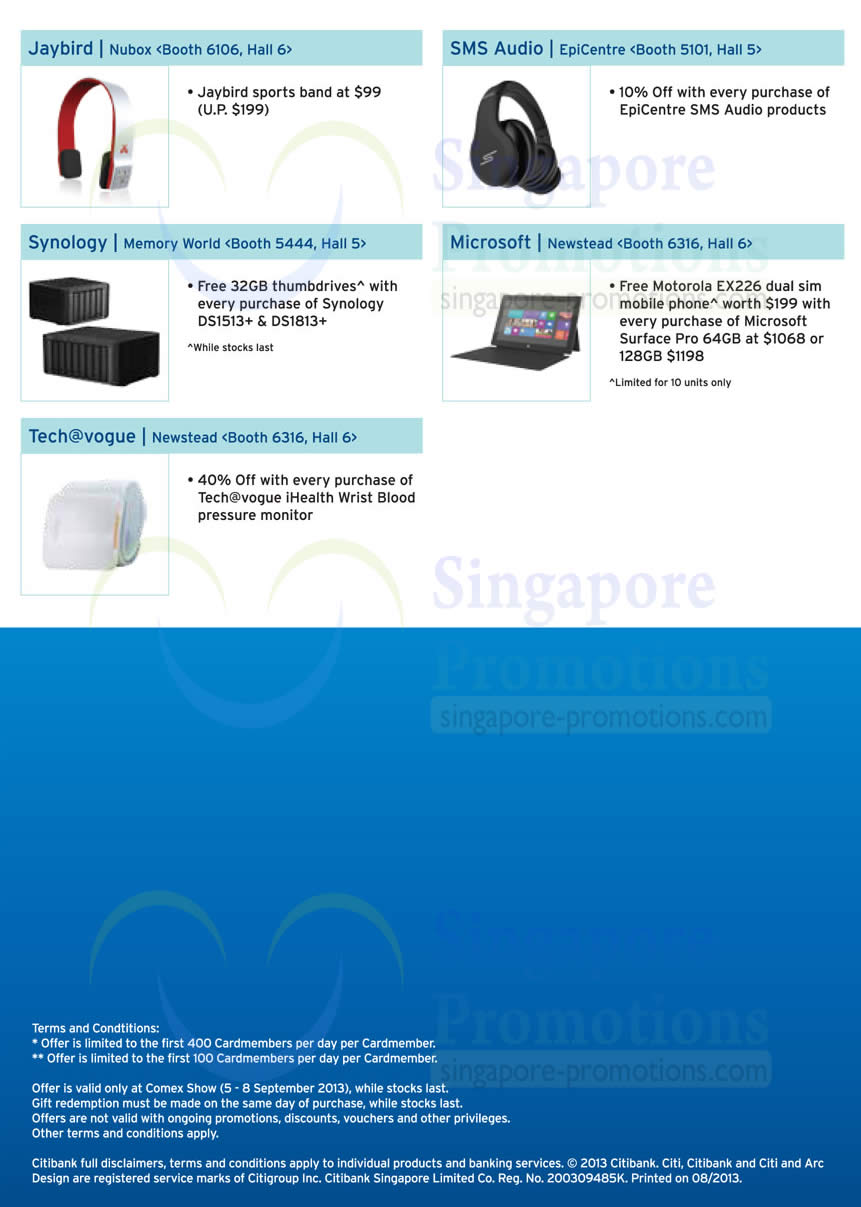 Jaybird, SMS Audio, Microsoft » Citibank COMEX 2013 Spend & Redeem Offers @  Singapore Expo 5 – 8 Sep 2013 