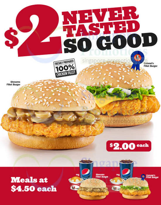 KFC NEW $2 Colonel’s Fillet Burger & Shrooms Fillet Burger 27 Sep 2013