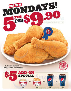 Featured image for (EXPIRED) KFC $9.90 For 5pcs Chicken Promo (Mondays) 25 Nov 2013