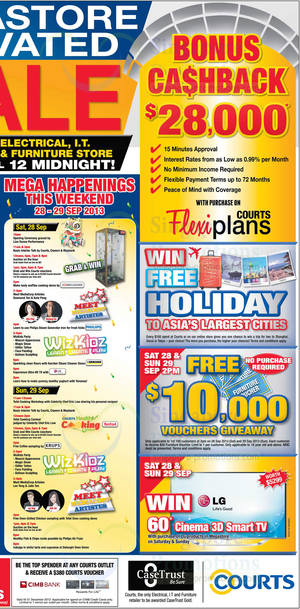 Featured image for Courts Megastore & Islandwide Grand Opening SALE 28 – 29 Sep 2013