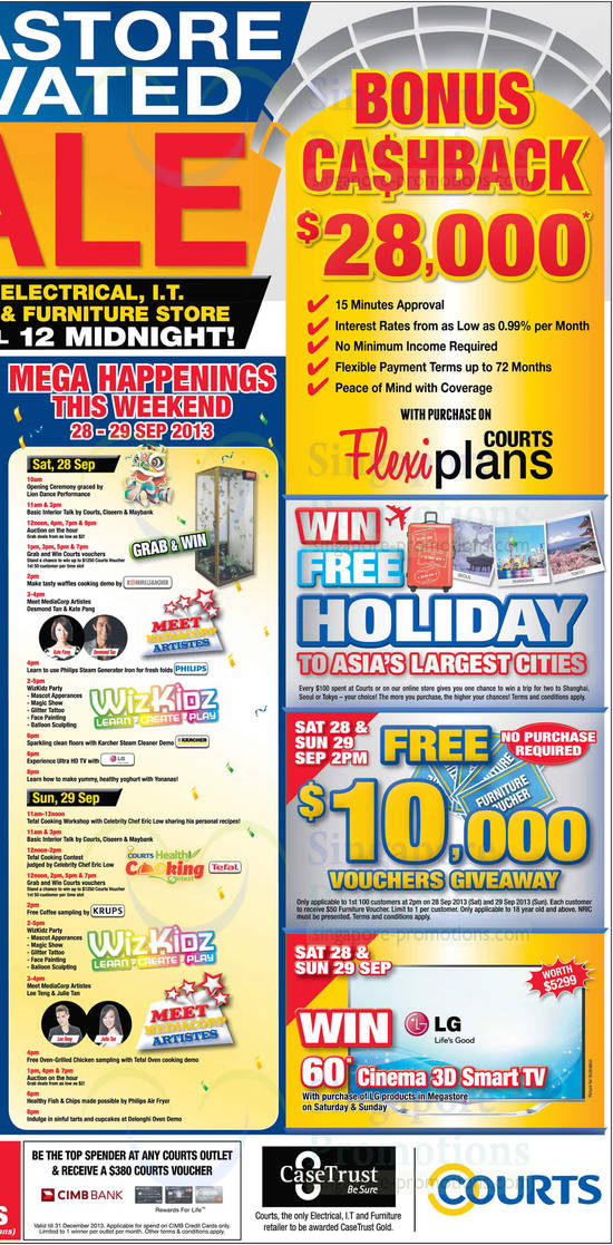 Mega Happenings Schedule, Bonus Cashback, Win Free Holiday