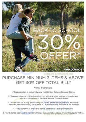 Featured image for (EXPIRED) New Balance 30% Off Back To School Promo 6 – 15 Sep 2013