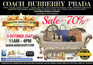 Featured image for Nimeshop Branded Handbags, Sunglasses & Footwear Sale Up To 70% Off @ Marriott Hotel 5 Oct 2013