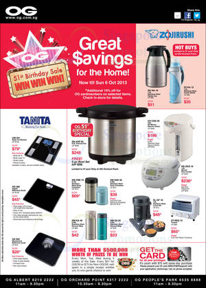 Featured image for (EXPIRED) OG Zojirushi & Tanita Promo Offers 20 Sep – 6 Oct 2013