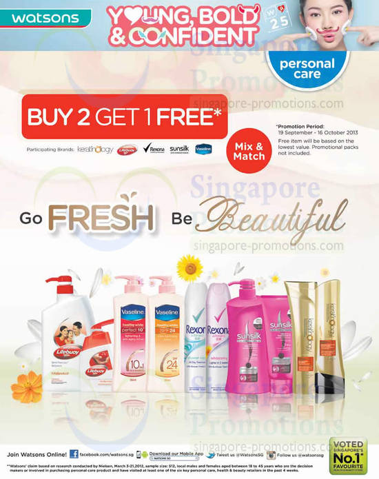 Personal Care Buy 2 Get 1 Free, Keratinology, Lifebuoy, Sunsilk, Rexona, Vaseline