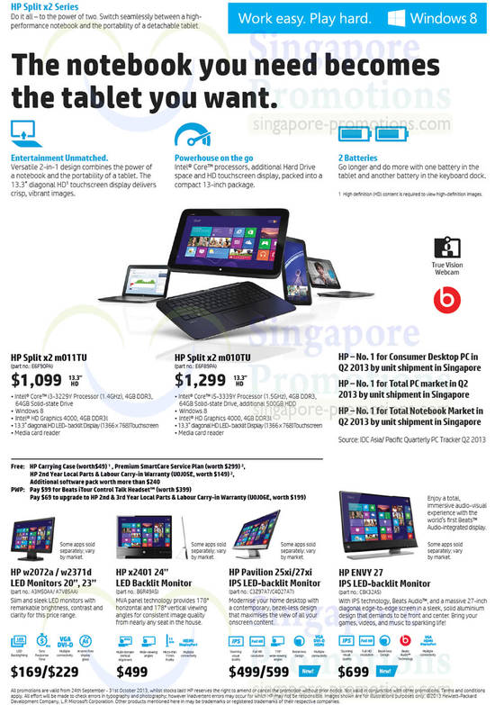 Split x2 Series Tablets, LED Monitors