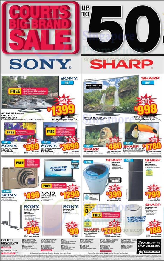 TVs, Notebooks, Home Theatre System, Washers, Sony, Vaio, Sony, Sharp