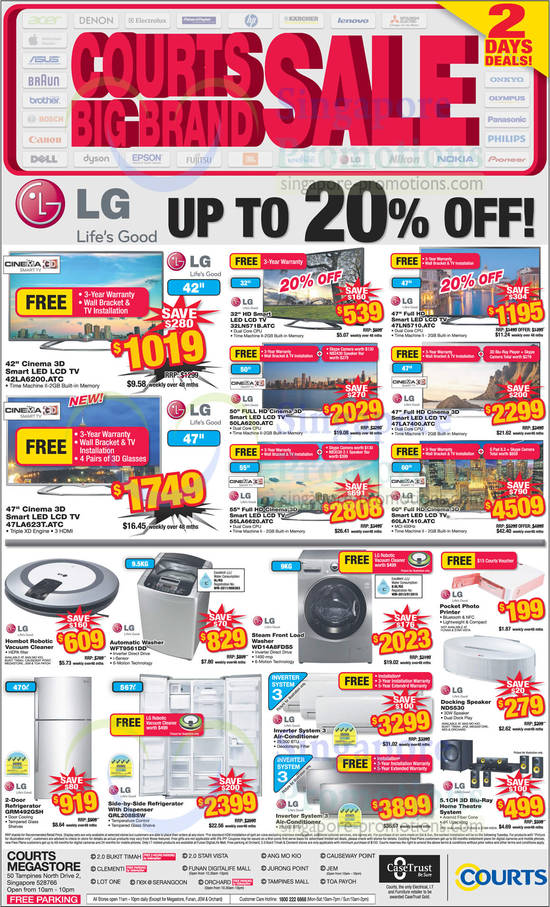 TVs, Vacuum Cleaner, Washers, Fridges, Speaker, LG