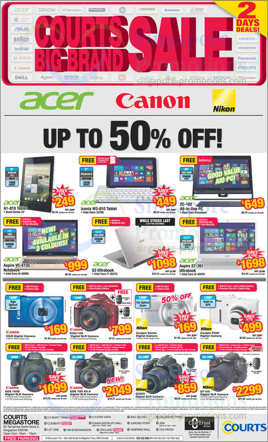 Tablets, Desktop, Notebooks, Digital Cameras, DSLRs, Acer, Canon, Nikon