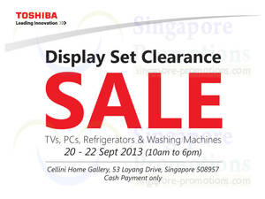 Featured image for Toshiba Display Sets Clearance SALE @ Cellini Home Gallery 20 – 22 Sep 2013