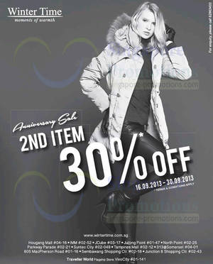 Featured image for (EXPIRED) Winter Time 30% Off 2nd Item Promo 16 – 30 Sep 2013