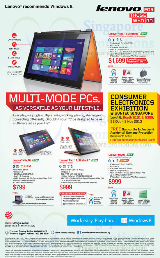 1 Nov Lenovo Tablets, Miix 10, Flex 14 Ultrabook, U330p, Yoga 13