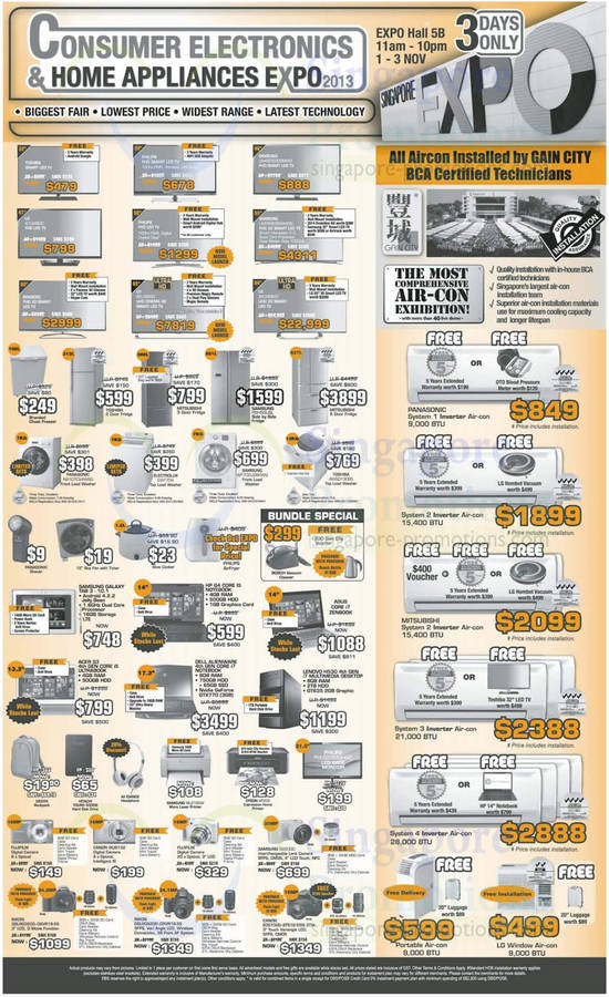 1 Nov TVs, Fridges, Washers, Digital Cameras, Air Conditioners, DSLR