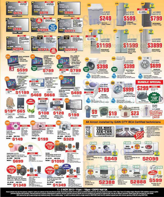 1 Nov TVs, Fridges, Washers, Notebooks, Digital Cameras, Air Conditioners