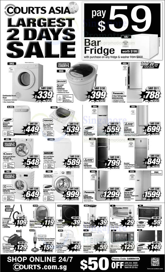 19 Oct Appliances, Washers, Fridges, Vacuum Cleaners, Rice Cooker, Ovens, Sharp, Panasonic, Samsung, Toshiba