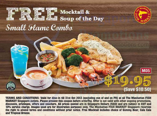 19.95 Small Flame Combo with Free Mocktail n Soup of the Day