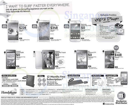 2 Nov Handphone Shop Samsung Galaxy S4, Note 3, Ace 3, HTC One Max, Huawei Ascend G526, MediaPad 7 Youth, LG Optimus L3 II